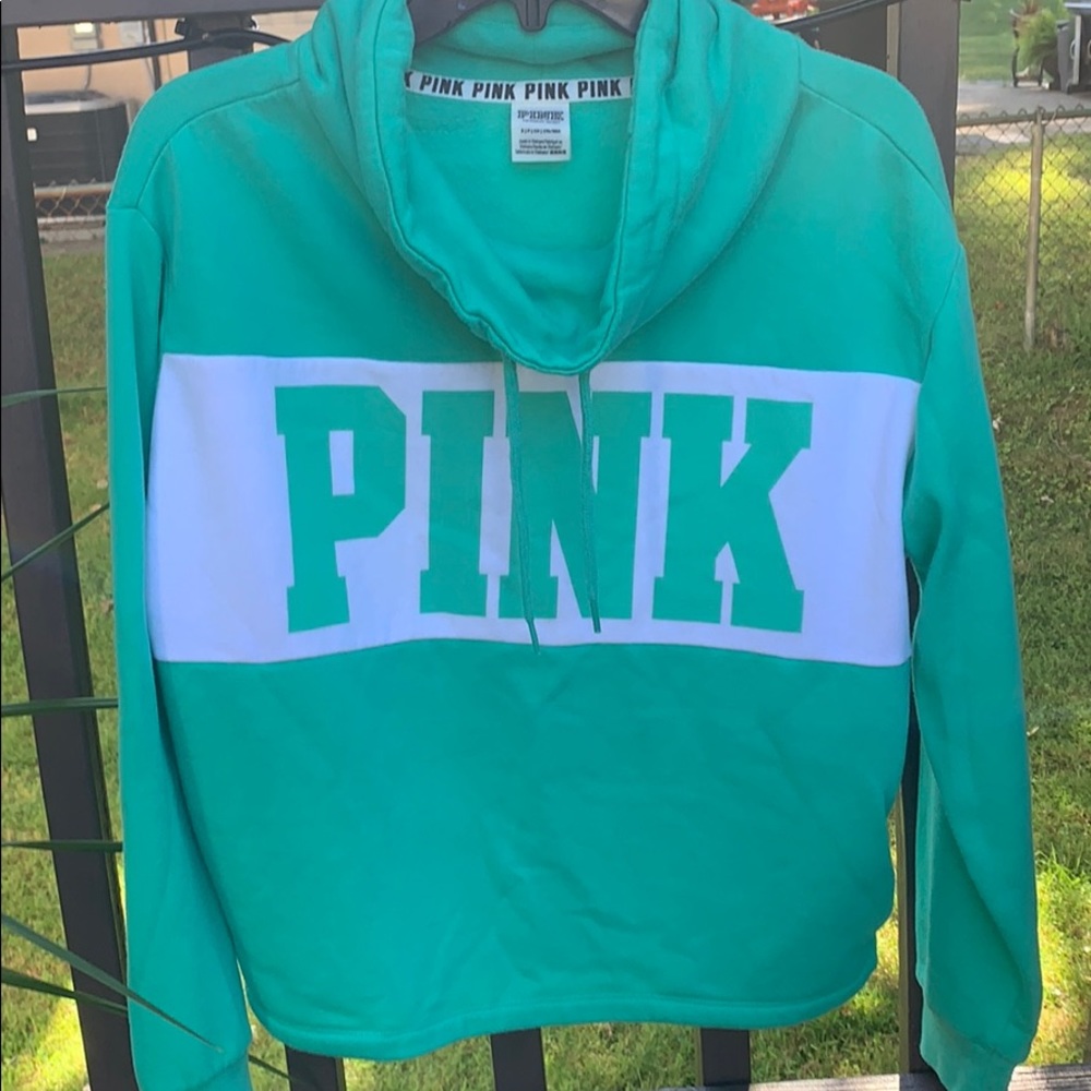 Victorias Secret Pink Aqua Green Cowl Neck Sweater